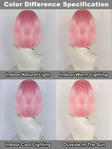 Kawaii Pink Bob Wig With Bangs Sleek Straight Synthetic Wig Y2K Style For Daily Wear Party Cosplay - Baby Pink - View 8