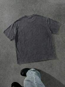 Men's Casual Versatile Minimalist Printed Short Sleeve T-Shirt - Grey - View 4