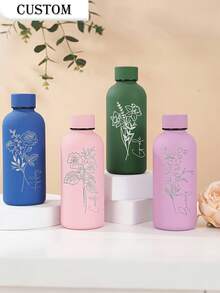1個客製化雙層不鏽鋼咖啡杯/蘇打水瓶，運動保溫水杯，500ml/17oz 可客製化姓名保溫杯，多色可選，適合開學、節日與生日禮物 - 彩色 - 查看 4