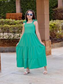 TRES MARIAS LONG STRAP DRESS FOR CHILDREN/ YOUTHS/ GIRLS - verde menta - Ver 5