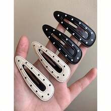 2/4 Pcs Black & White Polka Dot Leather Hair Claw Clips, Fashion Simple Elegant Versatile Hair Barrettes, Daily Wear Hair Accessories For Women, Perfect Gifts & School Essentials - 彩色 - 查看 9