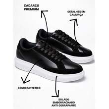 Tênis Masculino Sapatênis Skinner Com Design Elegante e Sola Emborrachada Antiderrapante - Preto - Visão 5