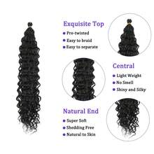 Tóc giả móc sợi sóng biển, 18/24/30 inch, tóc giả móc sợi sóng sâu, tóc giả bện xoăn sóng tổng hợp, tóc giả bện kiểu Bohemian, tóc giả móc sợi sóng sâu, tóc giả bện sóng, tóc giả móc xoăn - màu đen - Xem 3