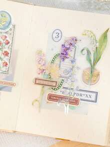 30张/包复古花卉箔纸贴纸，DIY剪贴簿装饰贴纸，适用于手账、相册、手帐等。 - 綺花朱顏 - 查看 7