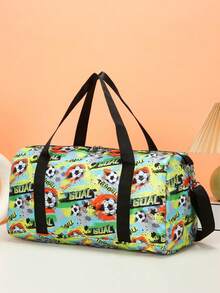 Cartoon Football Large Capacity Travel Bag, Yoga Swimming Gym Bag With Wet & Dry Separation, Sports Handbag - Football - View 2