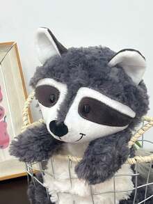 1个30厘米/11.81英寸毛绒浣熊玩偶，柔软灰色填充动物玩偶，适合儿童、幼儿、成人和家居，可爱礼物，适合所有年龄段，新年礼物，生日礼物 - 深灰色 - 查看 4