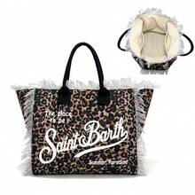 European And American Leopard Print Large Capacity Women's Tassel Bag Tote Bag Handbag Single Shoulder Women's Bag New Model Bag - 豹紋 - 查看 2
