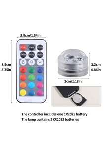 Luz LED sumergible mini con control remoto, vela de té pequeña sumergible, luz decorativa a prueba de agua RGB multicolor sin llama, a batería, para decoración de florero, piscina, estanque - Multicolor - Ver 10