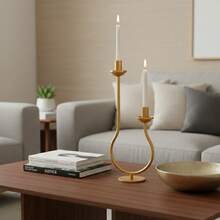 1PC Elegant Curved Design Double-Headed Gold/Black Candlestick For Table Centerpiece, Holiday, Wedding, Housewarming - High and Low Candlesticks - View 7