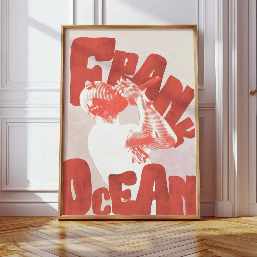 1张无框墙面艺术海报 Frank Ocean《Blonde》专辑封面海报：红色宿舍装饰、卧室装饰、家居装饰、房间装饰海报、浴室配件、卧室海报、生日礼物 - 彩色 - 查看 1