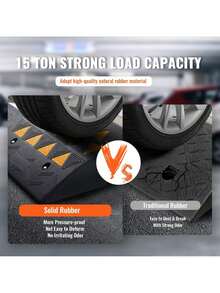 Rubber Curb Ramp 6" Rise Height Sidewalk Curb Ramp, 14.6" Width 19.3" Length Driveway Ramp For Curb, 15T Heavy Duty Rubber Ramp For Forklifts, Trucks, Buses, Cars, Wheelchairs, Bikes - Black - View 3