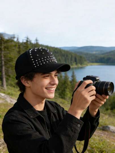 Dark Studded Decorative Baseball Cap With Personalized, Hot Girl, Man, Versatile Casual Sun Protection Hat