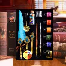 Quill Pen Ink Set, Calligraphy Glass Dip Pen And Wax Seal Set, Without Gift Box, Perfect Gift For Calligraphy Artists, Smooth Writing Experience, Mixed Color, Ambidextrous, Click-Off Cap, Rectangle Body, MIKITOOL - 書寫墨水筆套裝 A - 查看 9
