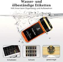 SAEIV Set med fyrkantiga kryddburkar, 12/24 kryddburkar med 4 olika utlopp, perfekt organisatör för kökskryddor, 120 ml kryddburkar, inklusive tratt, etiketter, rengöringsborste och sil - 2 Gyllene Gamla Hu - Visa 4