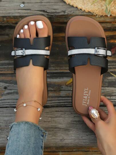 1 Pair Women's Lightweight Casual Sports Sandals, Comfortable Hook And Loop Sporty Slippers