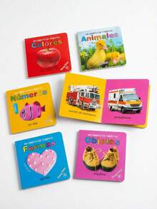 Set de 6 Libros Educativos de Cartón Duro para Bebés y Niños - Aprendizaje Temprano en Español: Animales, Colores, Números y Más. Juguete Montessori para Desarrollo del Lenguaje - Multicolor - Ver 4