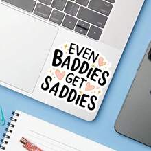 1张“坏人遭殃”贴纸，可爱爱心笔记本电脑贴纸，积极语录乙烯基贴纸，心理健康礼物，防水可撕贴水瓶贴纸 - S2001 - 查看 5