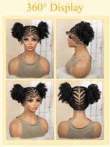 这款时尚易戴的合成假发采用全蕾丝结构，搭配盒式辫子，轻松打造自然蓬松的非洲马尾辫造型。 - 黑色 - 查看 10