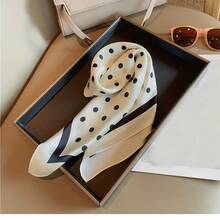 1pc 27.5inch Square Polka Dot Striped Pattern Scarf, Spring Summer Autumn Daily Versatile Fashion Style - Multicolor - View 6