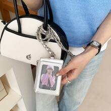 Japanese Style Halter Chain Card Holder Wallet, Women Quilted Leather Card Case (Detachable Strap) - Multicolor - View 7