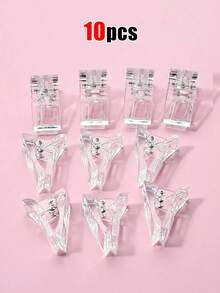 20/10/5件套美甲延长夹、美甲延长凝胶模具，用于快速塑形凝胶美甲，亚克力美甲延长夹、美甲延长钳、美甲模具、凝胶美甲夹、美甲延长器、UV/LED延长夹、美甲工具、美甲用品；3/5/10/20件套透明/粉色美甲延长夹、美甲用品、美甲工具、美甲工具、返校用品、美甲、印花美甲工具、DIY美甲工具 - 無色 - 查看 8