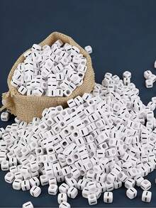 100/1000pcs/Pack White Background Black Letter Beads, 6mm Acrylic English Alphabet Square Letter Beads DIY Jewelry Making Accessories, Decorative Supplies | Overflowing Beads | Durable Bead Material For Jewelry Making - Black and White - View 47