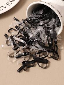 500个黑色透明加厚弹力发圈，中号，弹性好，用途广泛，发饰橡皮筋马尾辫发圈发绳，夏季、假日、旅行必备 - 彩色 - 查看 3