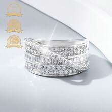 1pc Luxury Fashion Elegant Unique 925 Sterling Silver Synthetic Cubic Zirconia Geometric Line Open Ring, Suitable For Women's Vacation, Party, Banquet - Silver - View 5