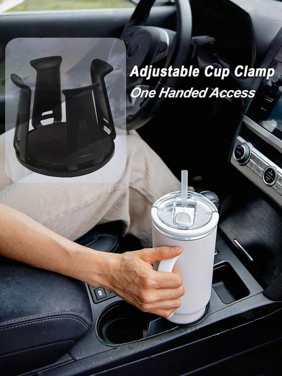 1Pc Multifunction Car Beverage Cup Bottle Holder Water Cup Slot Limiter,Self-Adhesive Cup Storage Rack Holder Insert, Car Drink Rack Auto Interior Accessories Automotive Beverage Bracket,Cupholder Insert For Car With Adaptive Clamping Arm Essential