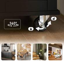 SoBuy 有門和抽屜的服務手推車 金屬木 黑色 - 黑色 - 查看 5