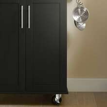 SoBuy Serving Trolley With Door And Drawer Metal Wood Black - Black - View 10