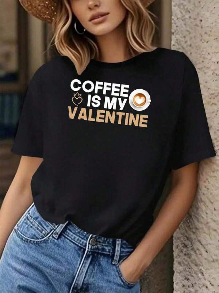 Trèfle à quatre feuilles porte-bonheur, bénédictions vertes, chance éternelle. Le café est mon Valentin, T-shirt manches Saint-Valentin pour les amoureux du café (Homme et Femme), Fée Verte, que mes bénédictions vous accompagnent. - Noir - Voir 1