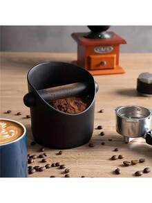 1pc Coffee Knock Box, Espresso Grounds Bin With Removable Tamping Rod And Non-Slip Base, Random Style Black Round Gift, Due To The Special Material, There May Be Minor Scratches And Paint Chipping During Production And Transportation, Which Is Not A Quality Issue And Does Not Affect Use. Please Purchase With Confidence! - Multicolor - View 1
