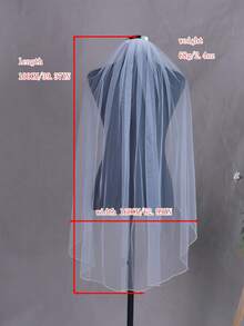 1pc Minimalist Beaded Bridal Veil, Delicate, Elegant, Lightweight Mesh Material Suitable For Church, Outdoor Wedding, Wedding Headpiece - 串珠款 - 查看 11