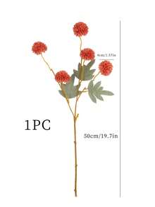 1 Bouquet Of 5 Dandelion Artificial Flowers, Autumn Colors, Decoration For Living Room, Dining Table, Gifts For Valentine's Day, Graduation, Autumn Decor - Orange - View 5