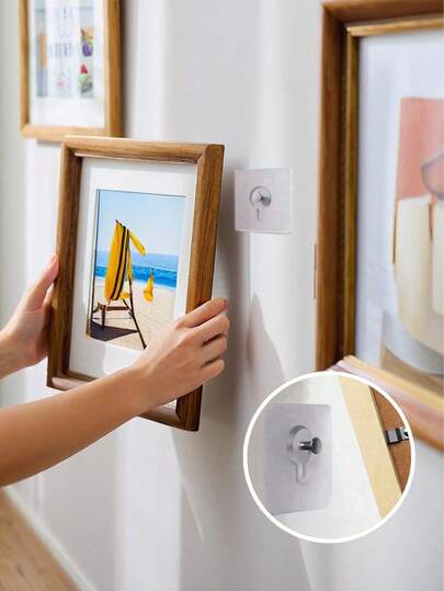 30pcs Super Heavy Duty Self-Adhesive Wall Hooks, Max Load 13lbs, No Nails No Damage Removable Thumb Hooks For Hanging Photos, Towels, Keys, Home, Kitchen, Bathroom