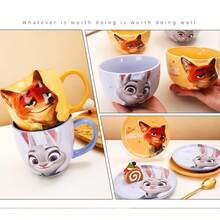 Disney Zootopia Judy & Nick Dream Series, Cute & Fun Ceramic Coffee/Tea Cup, Unique Office Gift Mug Suitable For Women - Multicolor - View 10