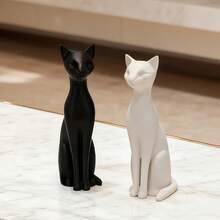 1 pieza Elegante estatua de gato, escultura de arte minimalista, figura de gato, decoración abstracta para el hogar, decoración de escritorio/gabinete/dormitorio, regalo para ella, diseño refinado, artesanía delicada - Blanco - Ver 3