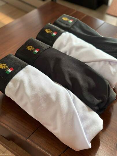 KIT 4 Cuecas Boxer Box Adulto Preta e Branca Básica -Lançamento Com Forro 100% Algodão Cueca Microfibra Premium