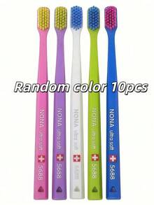 1-3pcs Swiss Colorful Soft Toothbrush Set, Small Brush Head, Polypropylene Bristles, Odorless Design, Gum Protection, Suitable For Adults - Unisex Manual Toothbrush - Multicolor - View 14