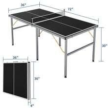 Mesa de Ping Pong Portátil Profesional 6X3 ft, Tenis de Mesa Interior y Exterior con Red de Juego | Incluye 2 Paletas de Tenis de Mesa y 3 Pelotas, Montaje Rápido, para Adultos y Adolescentes - Negro - Ver 2