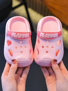 儿童镂空套脚凉鞋，简约时尚的夏季家居拖鞋，适合幼儿和小朋友 - 粉色 - 查看 7