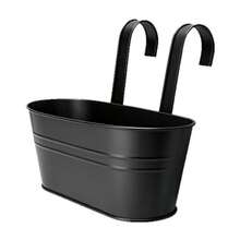 ID IDAODAN 6 Pack Hanging Flower Pots, Metal Iron Hanging Planter Plant Pot Holders For Railing Fence Balcony, Black Hanging Bucket Pots Outdoor Porch Decors With Detachable Hooks And Drain Holes - A - 查看 7