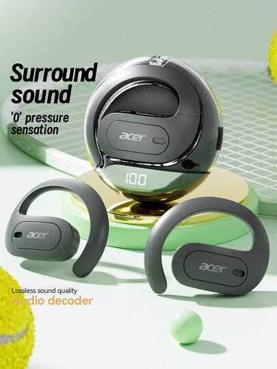  ACER OHR538 Bluetooth Earphones, Open-Ear Spherical Design, OWS Wireless Earphones With Deep Bass Stereo Sound, Low Latency, Comfortable Fit For Study, Business, Sports, Running, Fitness, Compatible With Phones, Tablets, Laptops, Great Christmas & Valentine's Day Gift