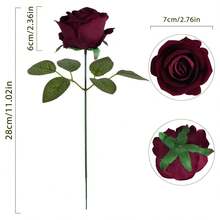 5/300朵仿真玫瑰花，适合DIY婚礼花束、桌面装饰、派对、婴儿派对、家居装饰，也适合情人节、礼物、生日、喇嘛节、婚礼、新年、毕业典礼等各种场合。 - 酒紅色 - 查看 3
