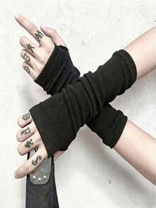 1双/2双指套手套，复古BF街头风深色男女通用时尚手套 - 彩色 - 查看 3