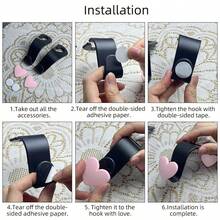 2 móc treo đầu ghế ô tô hình trái tim sáng tạo, móc treo đồ trên ô tô cho túi xách, ví, túi mua sắm, ô dù - Nhiều màu - Xem 11