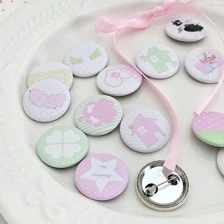 Pins de té de boba mini lindos, pins decorativos de boba de dibujos animados adorables de 25 mm, broche kawaii - 6 piezas/juego - Añade 9