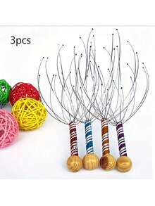 1pc Stainless Steel Octopus Head Massager With 360° Rotating Claw Design, Deep Relaxation & Soothing Head And Neck Massage Tool, Perfect For Home Use Or Valentine's Day Gift - Multicolor - View 11