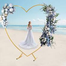 RainWeel Heart Shape Wedding Arch, 6.9FT Arch Backdrop Stand Flower Frame Stand Balloon Arches With Base For Party Proposal Supplies, Outdoor Garden Trellis For Climbing Plant (Gold/White) - Gold - View 10